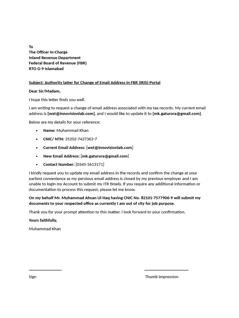 Authority Letter Pdf