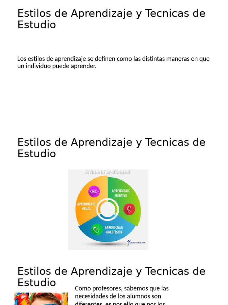 Estilos de Aprendizaje y Tecnicas de Estudio | PDF