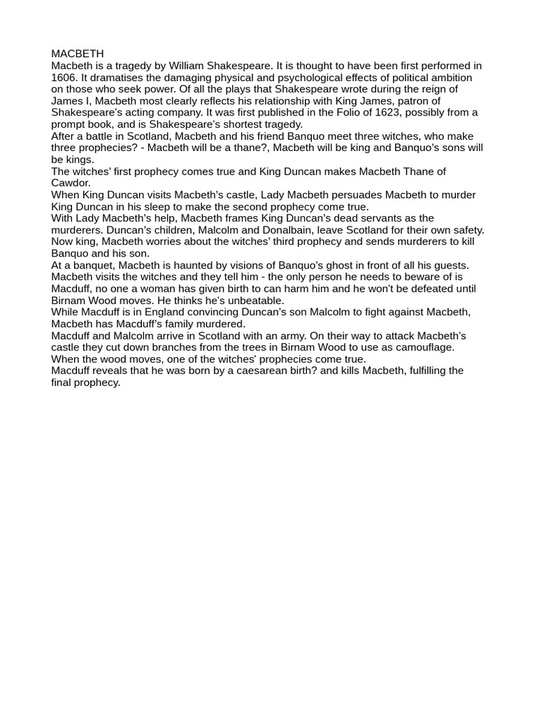 MACBETH Review | PDF