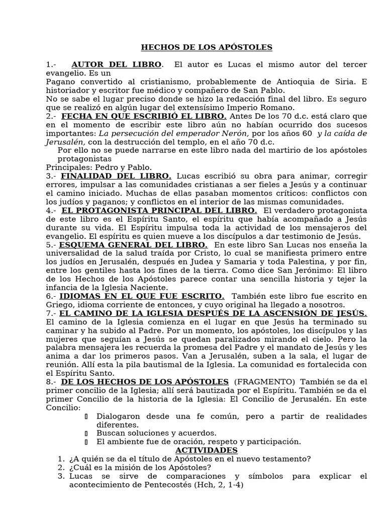 Hechos De Los Apóstoles Pdf