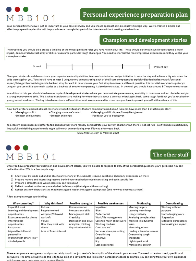 Personal+experience+preparation+plan+2020++ (1) | PDF