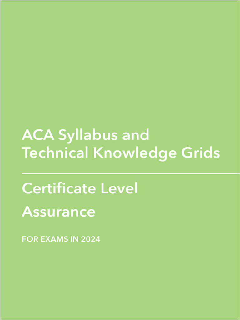 ACA 2024 Syllabus Handbook Certificate Assurance - 1 | PDF