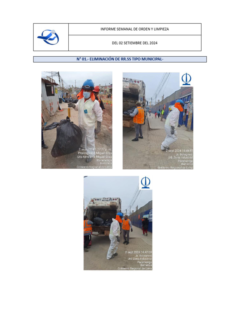 Reporte Diario de Orden y Limpieza - I.E 21578 - 02-09-2024 | PDF