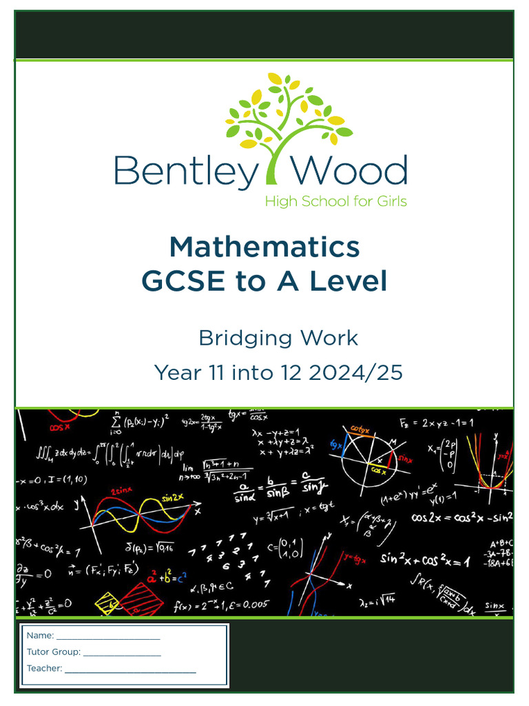Mathematics Bridging Work 24 25 | PDF