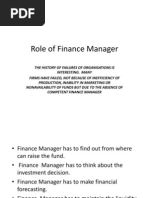 Role of Finance Manager