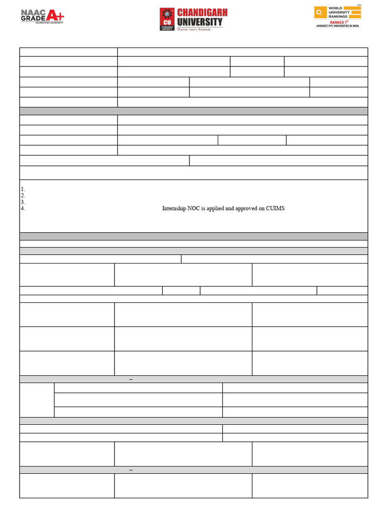 Student Internship Application Form | PDF | Internship | Job Hunting
