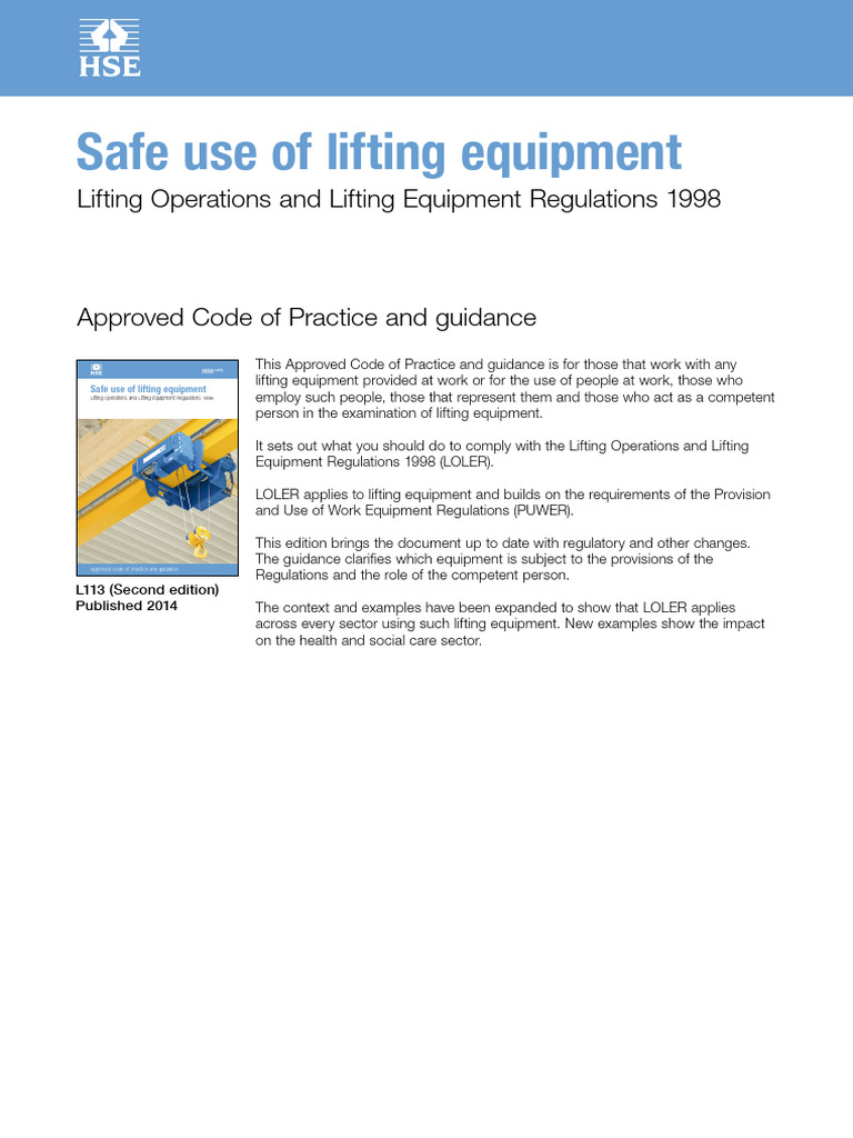 Safe Use of Lifting Equipment | PDF