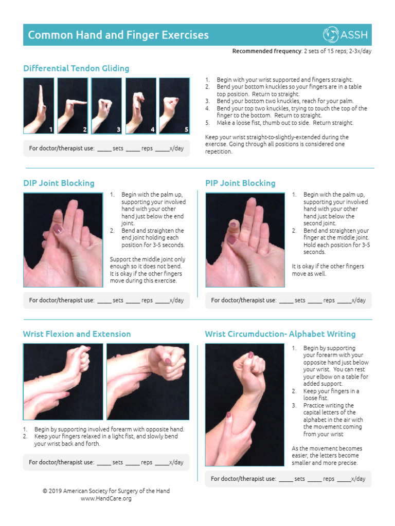 ASSH Hand and Finger Exercises | PDF