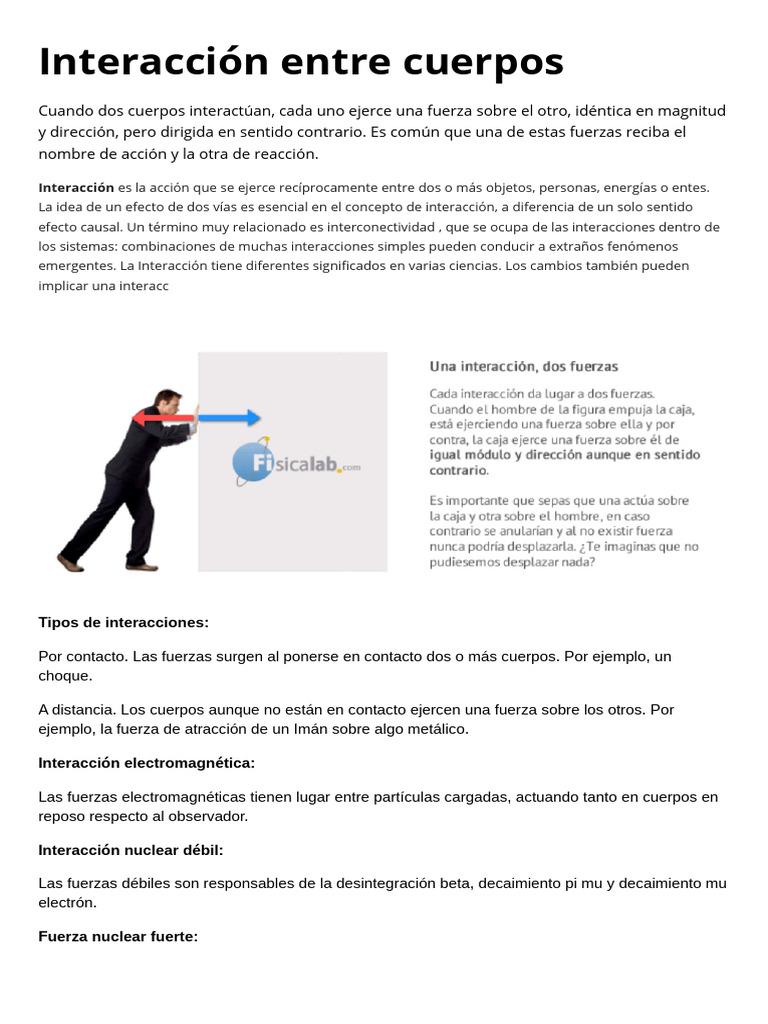 Interacción Entre Cuerpos | PDF