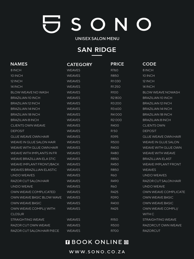 Sono Menu San Ridge | PDF