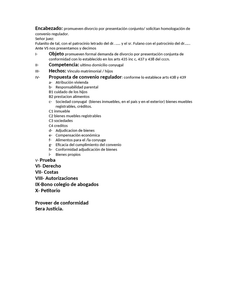 Modelo de Demanda de Divorcio | PDF