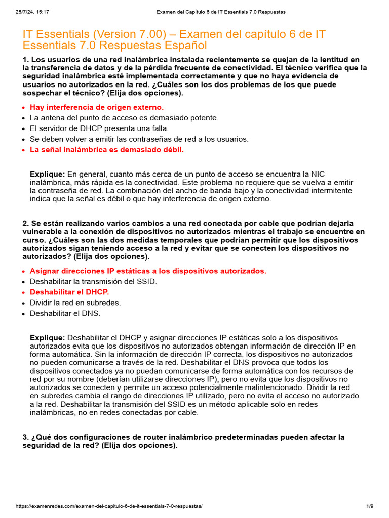 It Essentials 7.0 Examen Chapitre 13