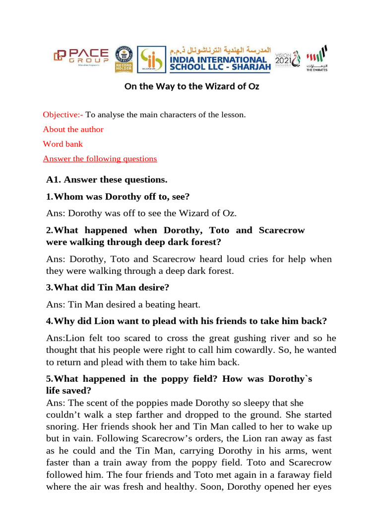 On The Way To The Wizard of Oz Notes | PDF