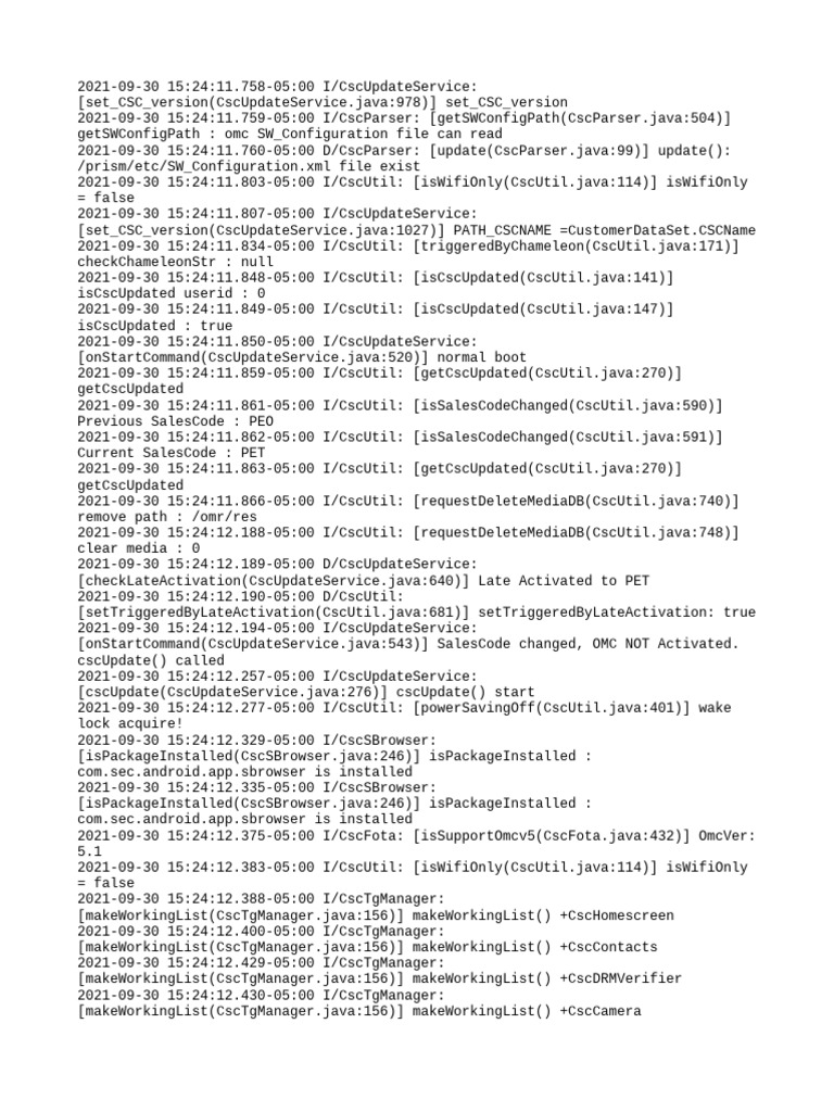CSC Update Log | PDF