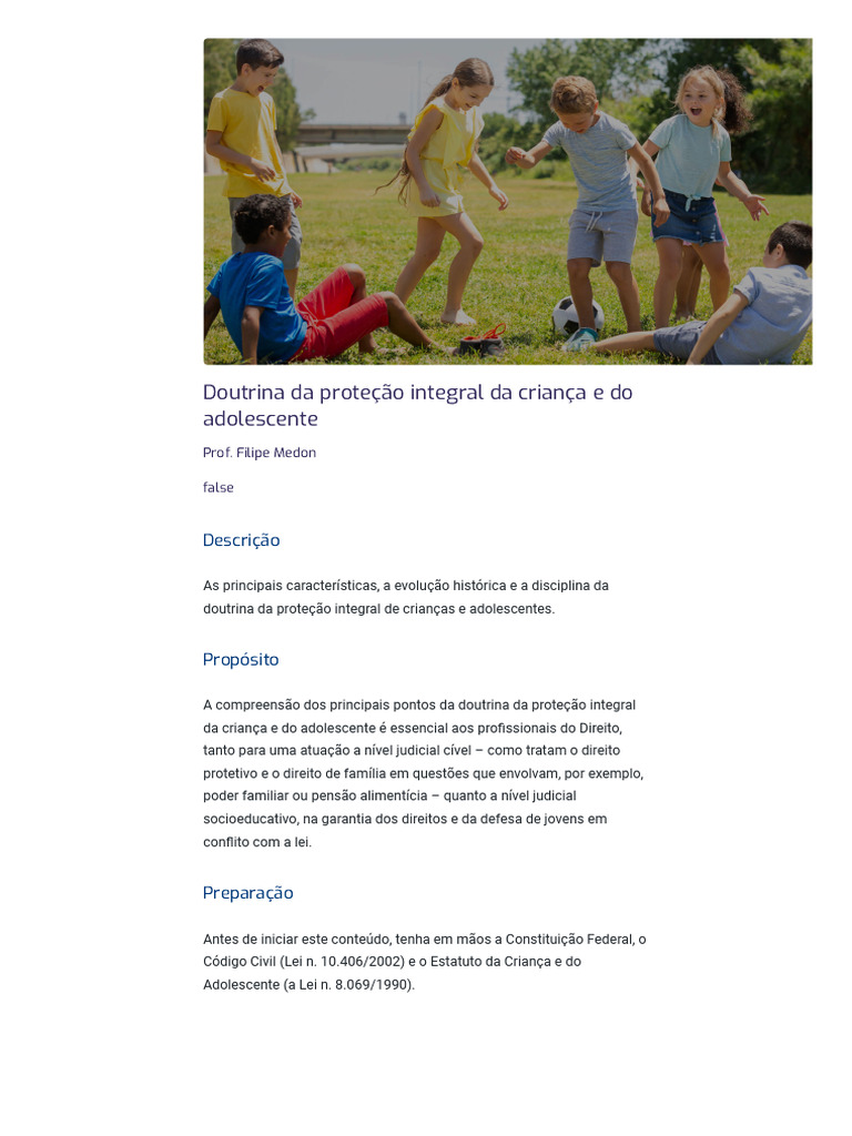 Doutrina Da Proteção Integral Da Criança e Do Adolescente | PDF