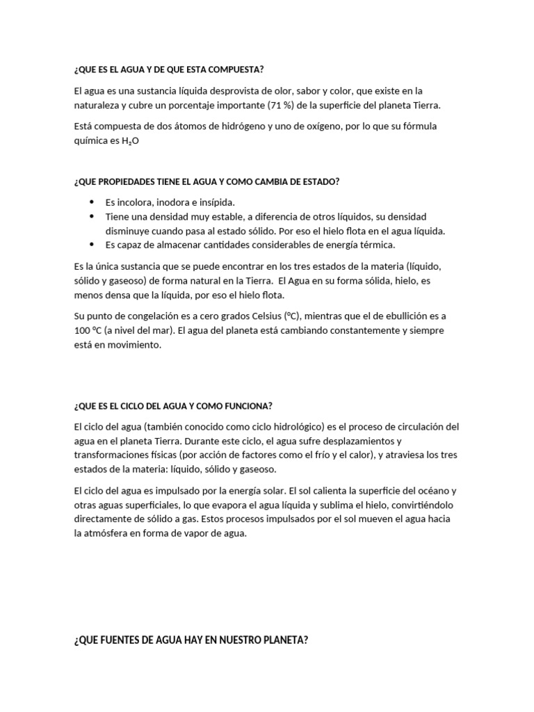 Que Es El Agua y de Que Esta Compuesta PDF