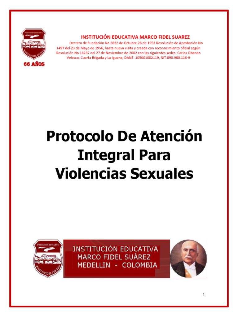 Protocolo de Atención Integral para Violencias Sexuales: Institución ...