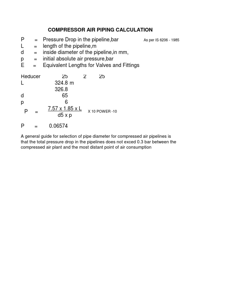 Compressed Air Pressure Drop Calculation 1 PDF