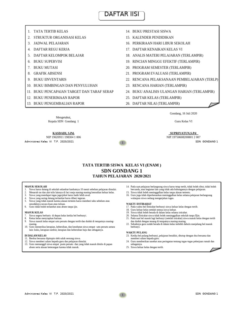 Administrasi KL 6 20192020 - 2 | PDF