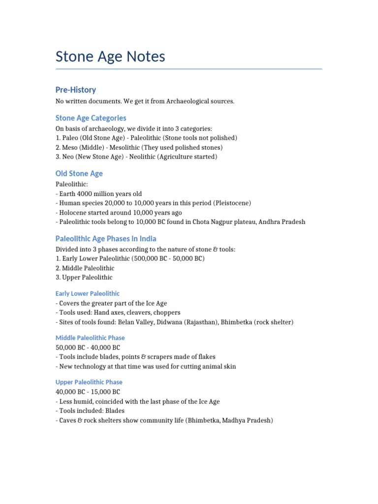 Stone Age Notes | PDF