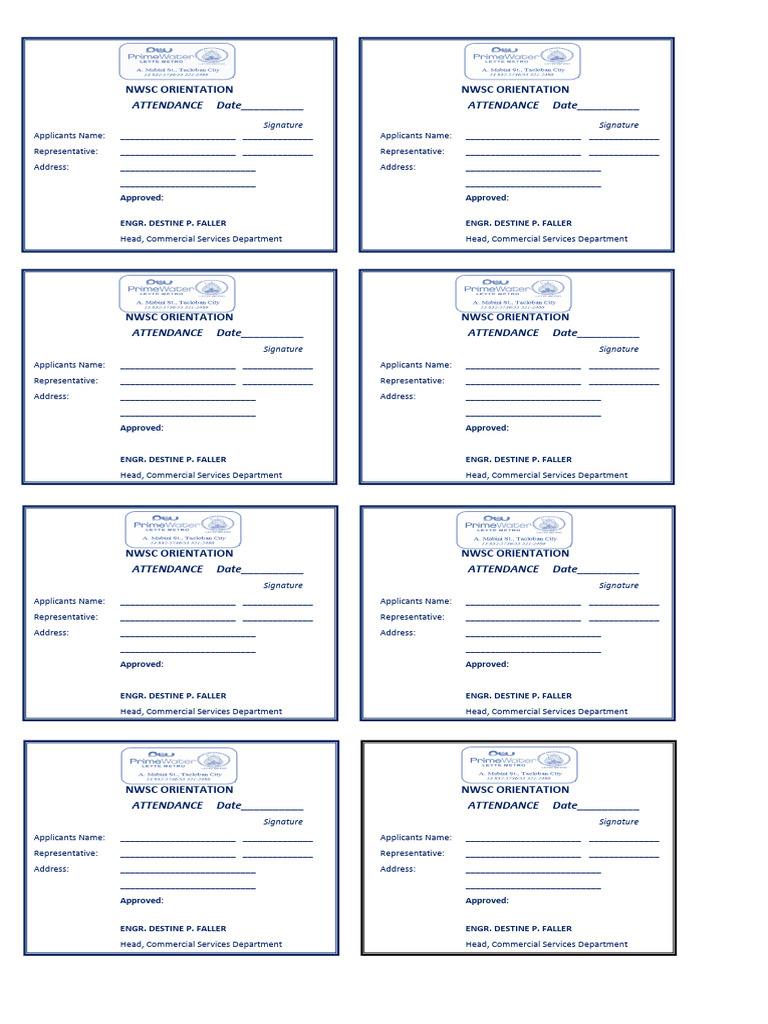 NWSC Orientation Slip Blue | PDF