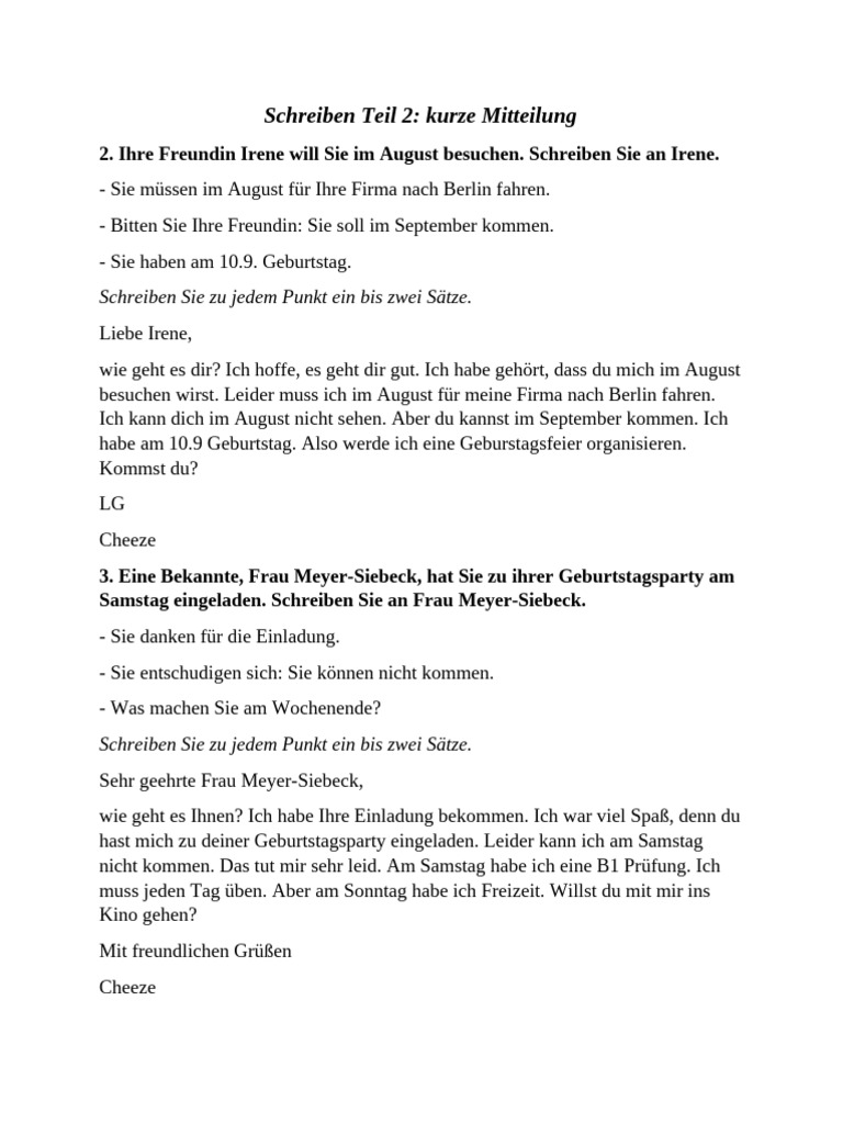 Schreiben Teil 2 | PDF