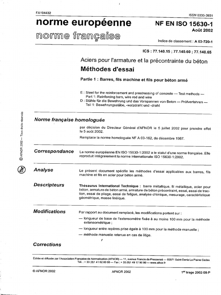 NF en 15630-1 | PDF
