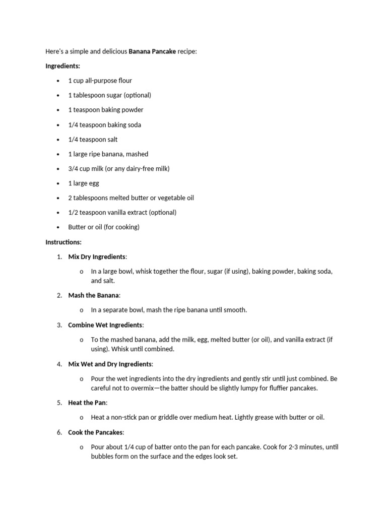 Banana Pancake Recipe PDF