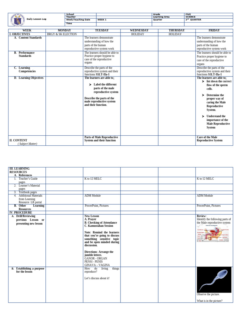DLL Week 1 Science | PDF