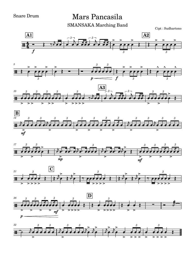 Mars Pancasila-Snare Drum | PDF
