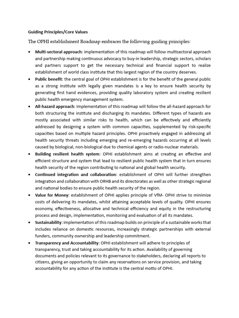 Guiding Principles - Expected Outcomes - Approach | PDF