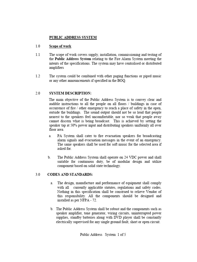 B-2) PA SYSTEM TECHNICAL SPECIFICATION | PDF
