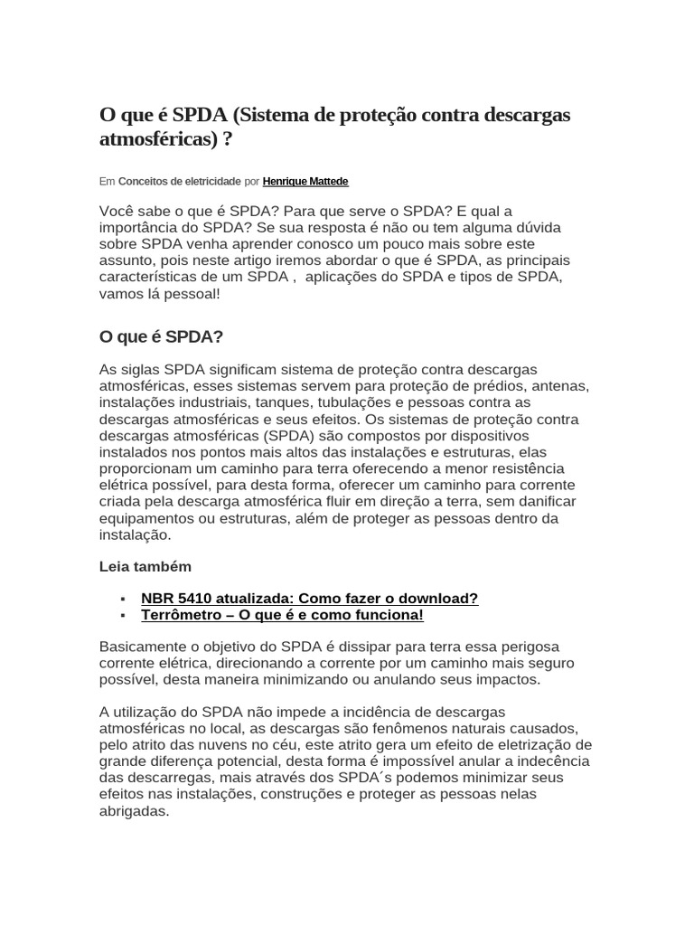O Que É SPDA | PDF