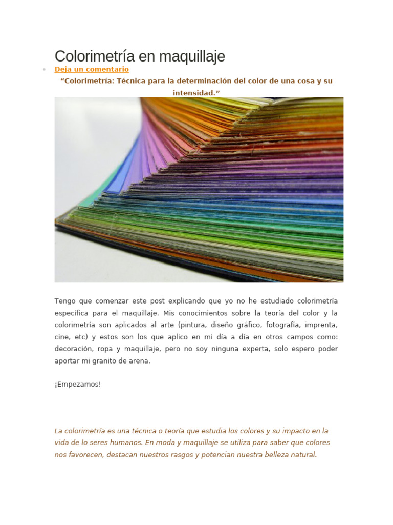 Colorimetría en Maquillaje | PDF