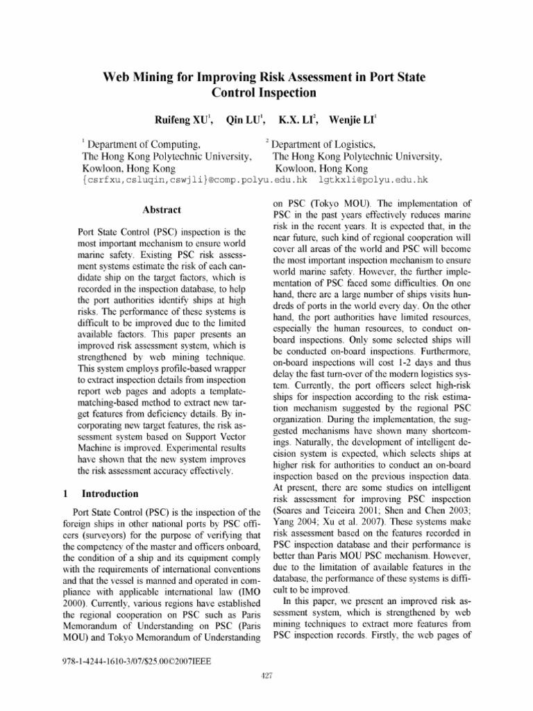 Web Mining For Improving Risk Assessment in Port State Control ...