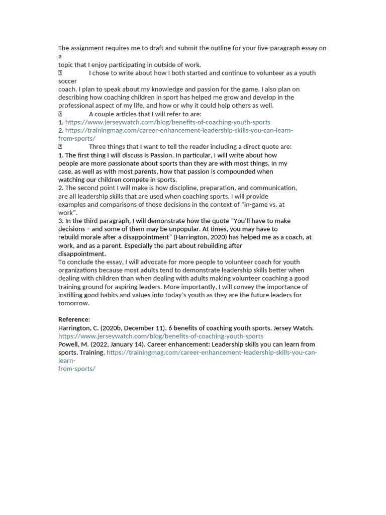 Benefits of Volunteering as a Youth Coach | PDF