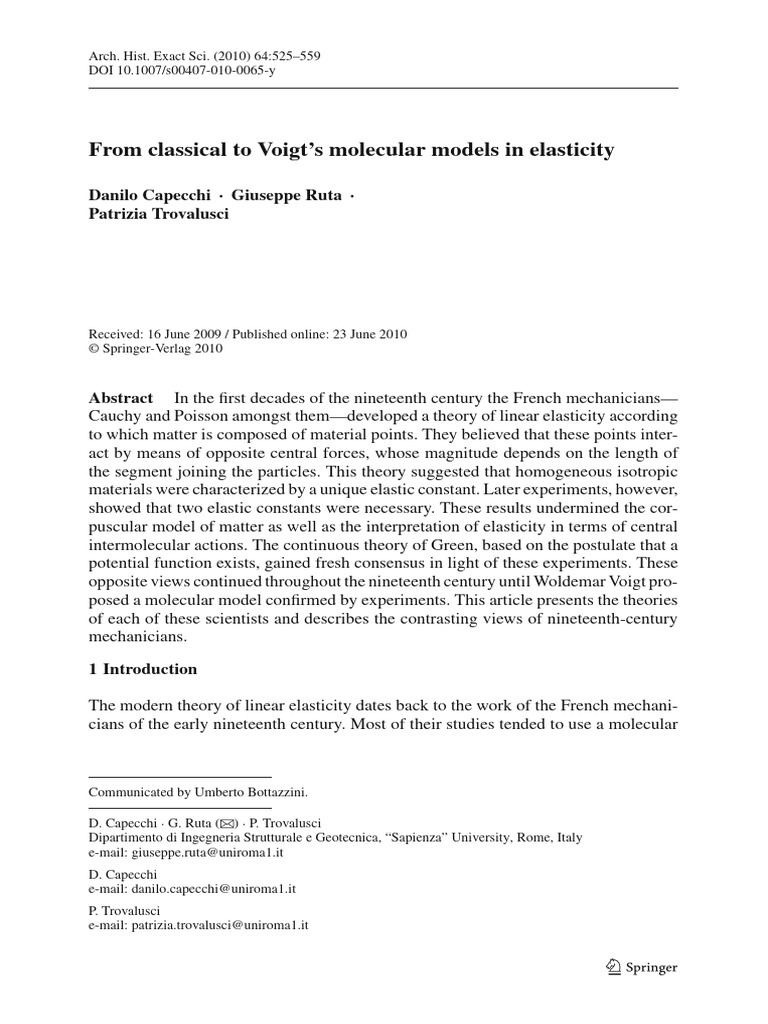 From classical to voigt s molecular models in elasticity pdf