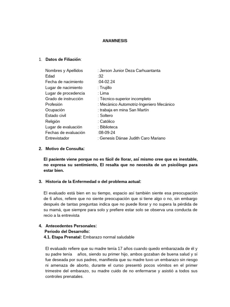 Esquema Anamnesis | PDF
