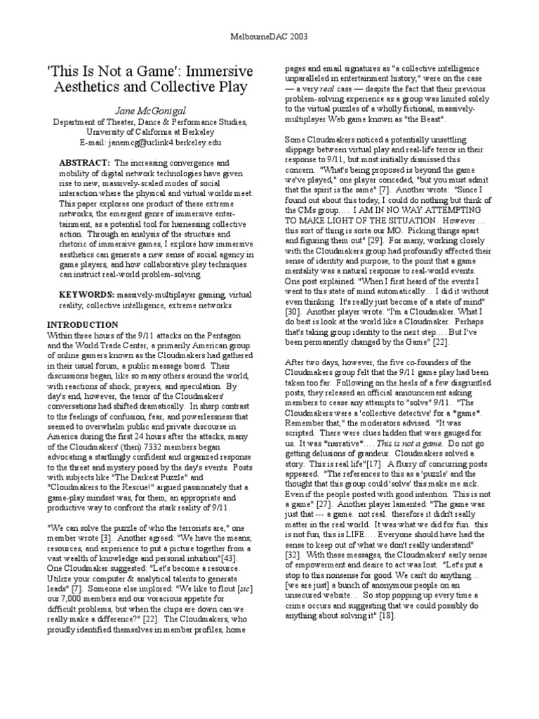 Immersive Games and Collective Action | PDF | Virtual Reality ...