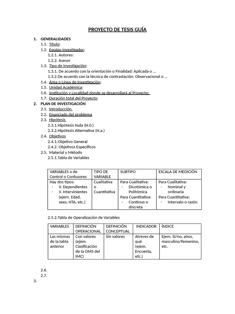 Proyecto de Tesis Guía | PDF