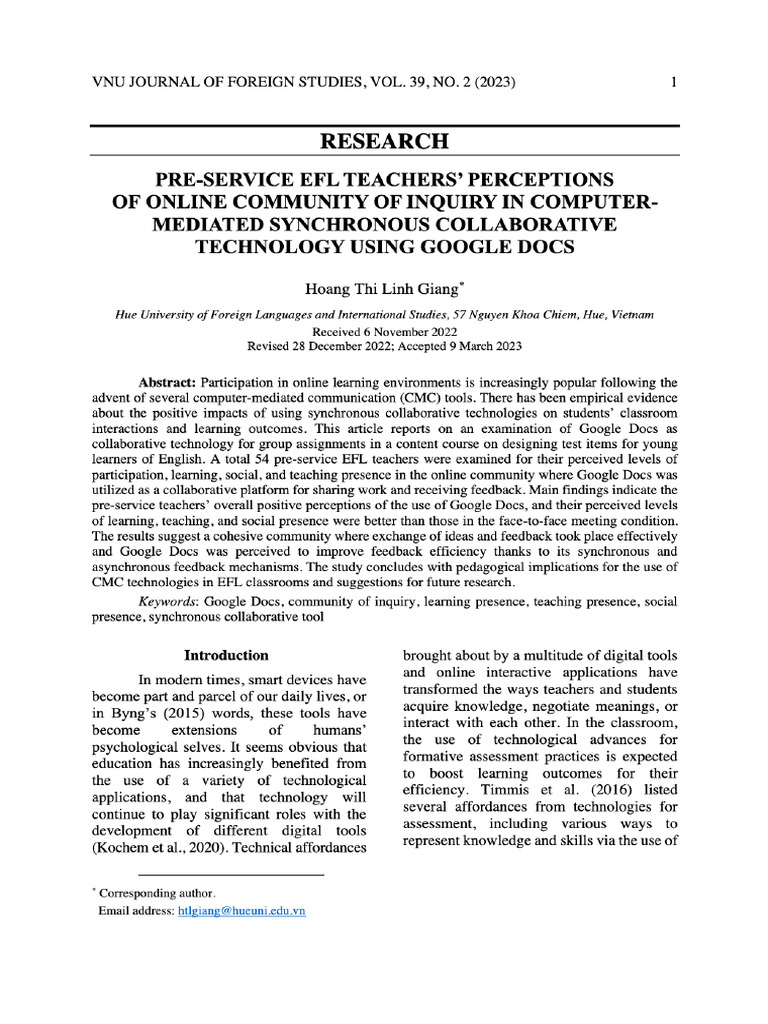 View of PRE-SERVICE EFL TEACHERS' PERCEPTIONS OF ONLINE COMMUNITY OF ...