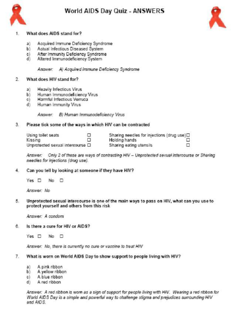 Instapdf - in Aids Quiz Questions and Answers 159 | PDF