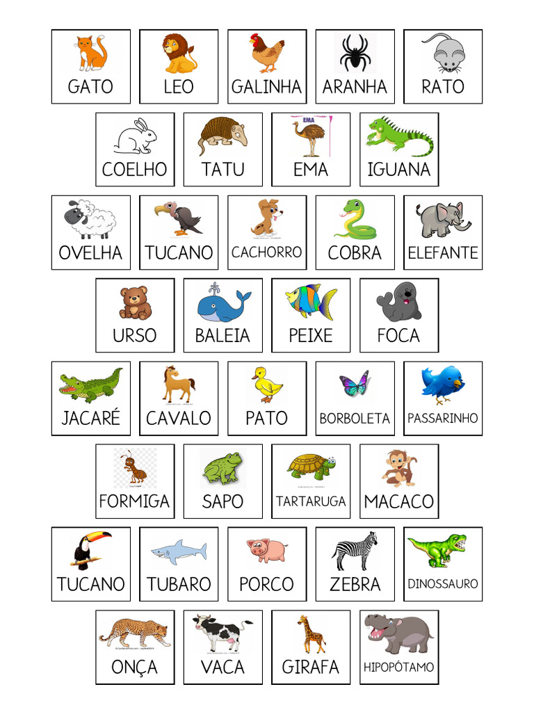 015lb Categorias de Animais Figuras Com Os Nomes | PDF