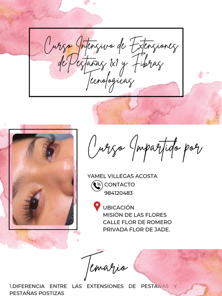 Curso Intensivo de Extensiones de Pestañas 1x1 y Fibras Tecnológicas | PDF