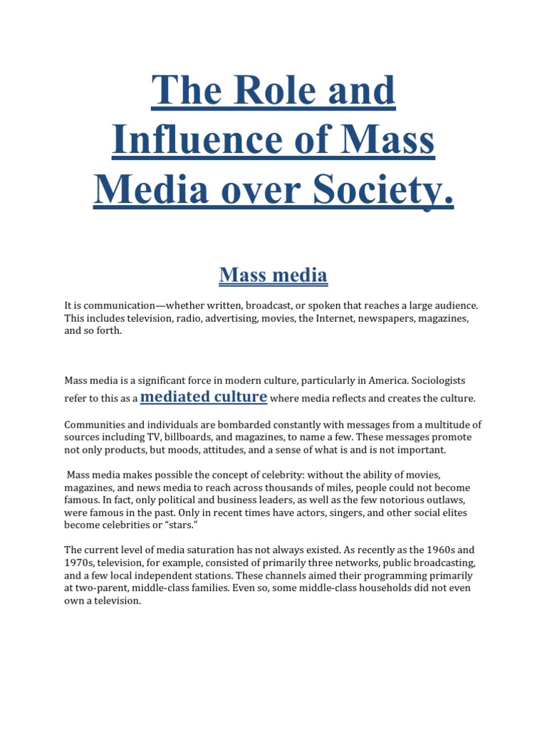 mass media thesis statement