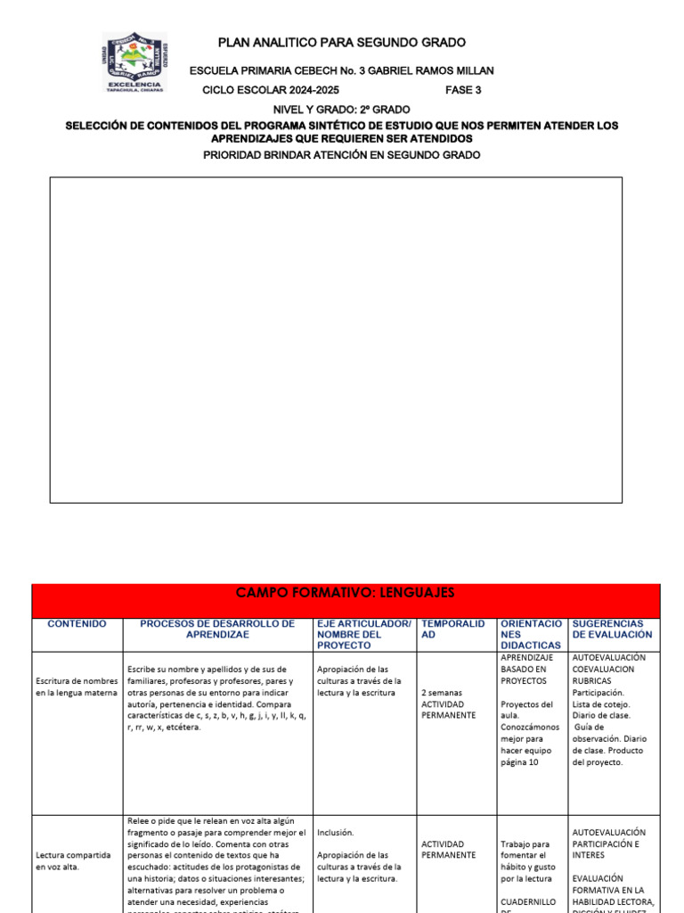 Plan Analitico para Segundo Ramos Millan | PDF
