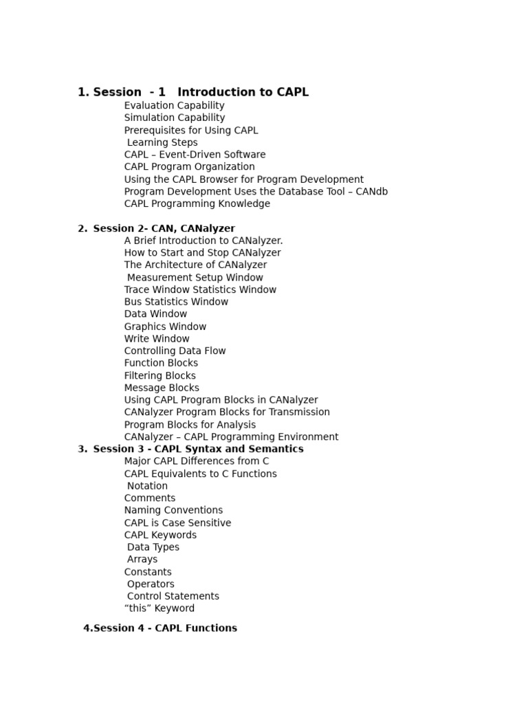 Capl Session | PDF