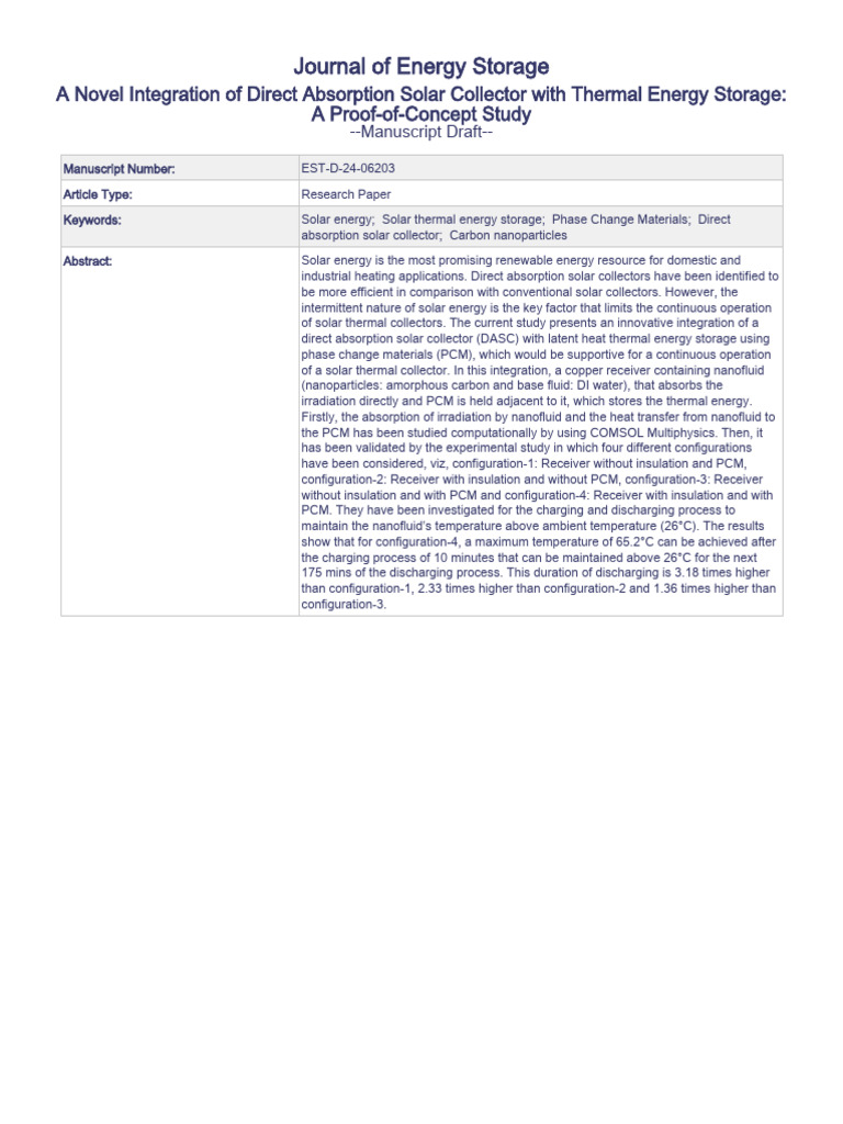 Solar Collector with Thermal Energy Storage | PDF | Heat Transfer | Heat