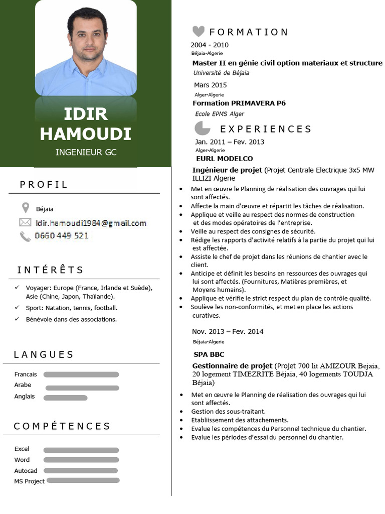 CV Ingenieur en GC FR | PDF
