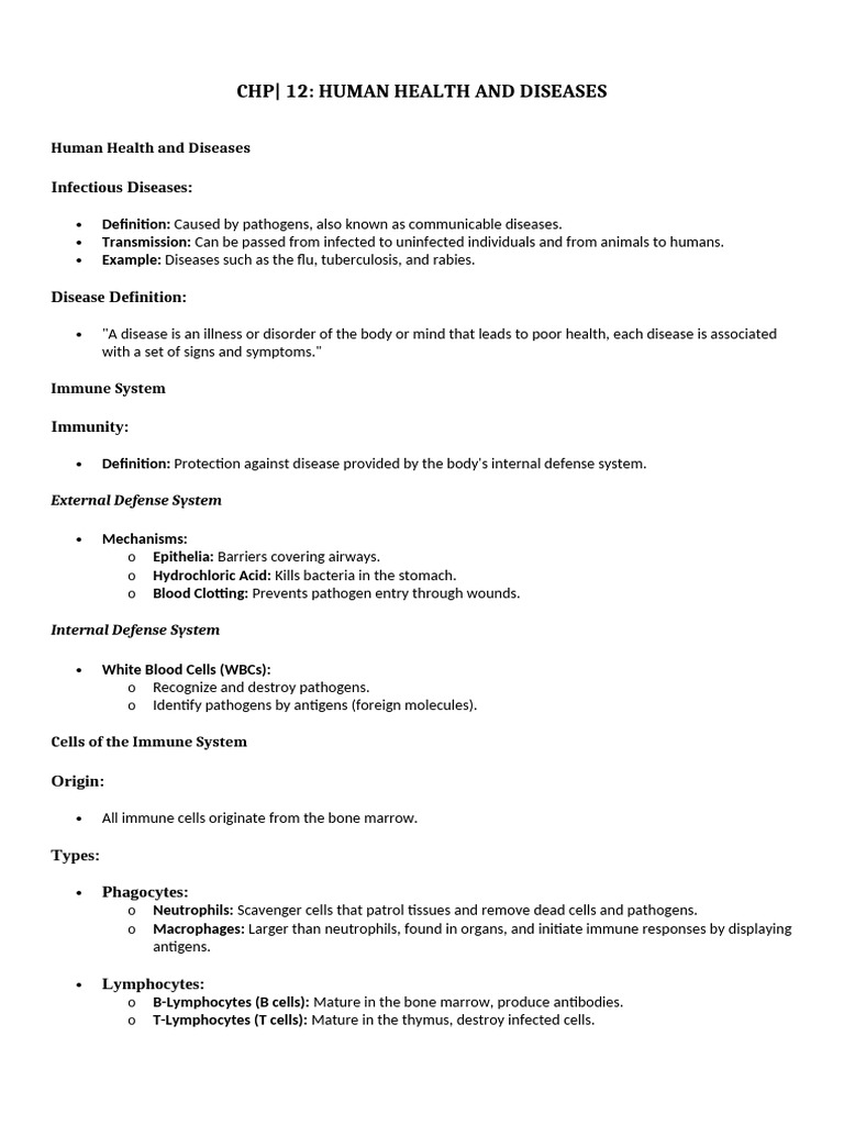 Human Health and Diseases | PDF